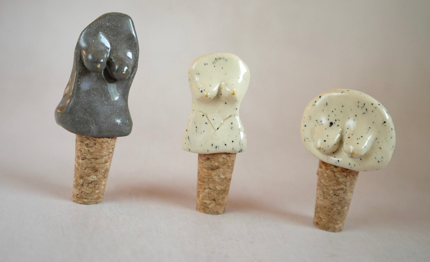 Ceramic & Cork Bottle Stopper - Woman Silhouette Design Agatha