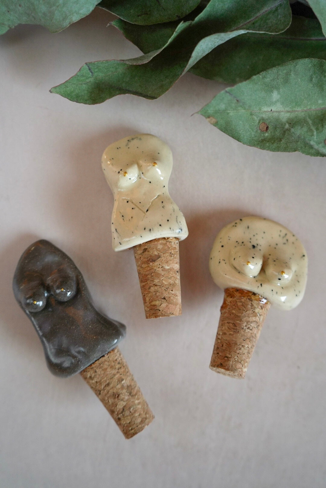 Ceramic & Cork Bottle Stopper - Woman Silhouette Design Agatha